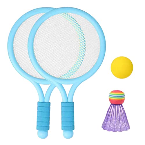 RNXRZANK Kids Badminton and Tennis Play Set with Easy to Grip Colorful Rackets, Beach Garden Outdoor Sports Play Game Toys Gifts, Blue