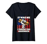 Photo Gallery donna it was me, i threw the sandwich usa flag protest fist humor maglietta con collo a v Photo Gallery donna it was me, i threw the sandwich usa flag protest fist humor maglietta con collo a v