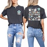 Custom Name Veterinary Pocket Print Font Back Shirt, Personalized Animal Hospital Gift, Veterinary Assistant Custom Tee, Vet Tech Life Tee, Animal Lover Tshirt Multi