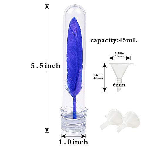 Clear Plastic Test Tubes with Caps,20pcs 25x140mm(45ml) Clear Tubes with 2 Funnel for Scientific Experiments, Party, Decorate The House, Candy Storage