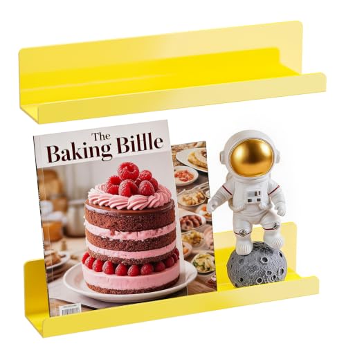 PAVSTINE 2 Pack Acrylic Magnetic Book Shelf for Whiteboard, 12 in, Yellow
