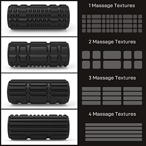 Foto von Faszienrolle, EEIEER Elektrische Vibrierende Sport Massagerolle mit 2000mAh Foam Roller 4 Stufen Fitness Geräte Zuhause Automatisch Selbstmassage Bluetooth Handyverbindung für Faszientraining