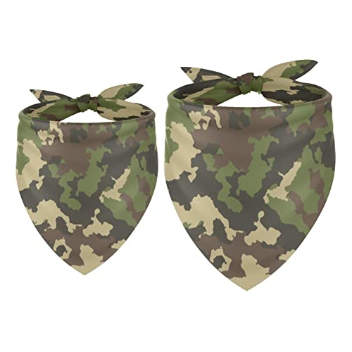 Lot de 2 bandanas pour chien - Motif camouflage vert militaire - Accessoires pour chiens de petite, moyenne et grande taille - Pour chiot, chat Cover