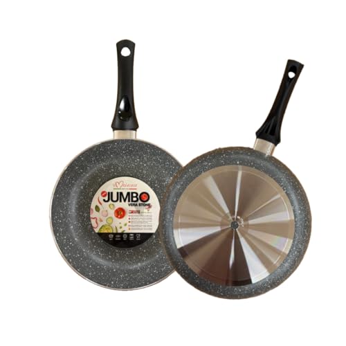 Omniacasa Jumbo Vera Stone Light Padella, Antiaderente, In Alluminio con Effetto Pietra, Grigio, PFOA Free, Forma Alta, (20 Cm)