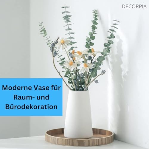 Vzmiza Luxury Ceramic Vase for Pampas Grass | Flower Vase for Home Decor | Vases for Flowers for Farmhouse, Desk Decor, Modern Aesthetic Room Decor, White Vase - Vase for Flowers, Patented Design