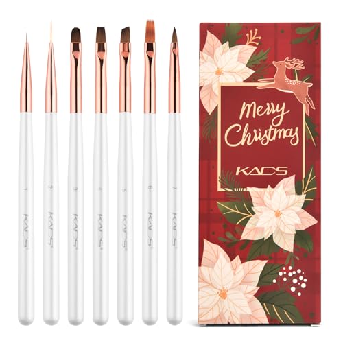 KADS 7Pcs Christmas Series Nail Gel Brush Set Nail Painting Brush Oval Flat Head Brush Liner Brush French Brush Pen Christmas Gift