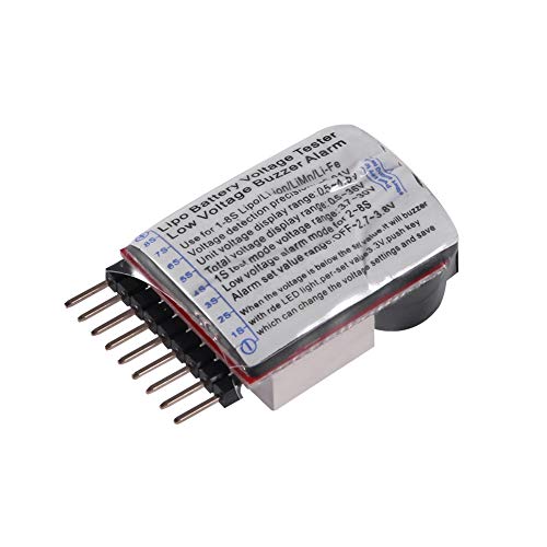Aoicrie Lipo Battery Checker,4Pack RC Lipo Battery Voltage Detector with Low Voltage Buzzer Alarm and LED Indicator,for 1S-8S Iithium Battery 1655
