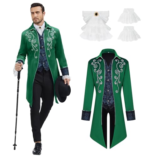 rumnigh Men Medieval Steampunk Tailcoat Jacket Gothic Victorian Frock Coat