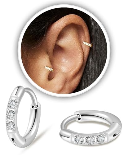 Silver CZ Huggie Earrings product image
