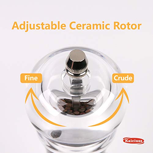 Kaiciuss Salt Pepper Grinder Mill Arcylic,The Best Peppercorn Grinder With Adjustable Mill-Clear #TOP2