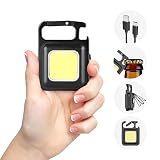 sallbris COB Mini Flashlights 500 Lumens,Keychain Small Flashlight Rechargeable 4 Light Modes with F