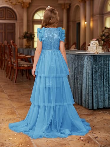 Image of GRACE KARIN Girls Dresses Sequin Party Formal Pageant Dress Tween Girl Birthday Tulle Prom Princess Maxi Dress Size 5-14