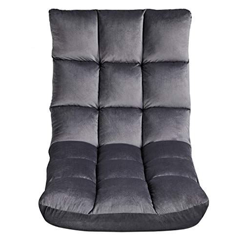Sillón plegable de piso peluche gris miniatura 1