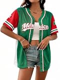 Mexico Shirts Women Mexico Jersey: Mexican Flag Shirts Button Patriotic Top