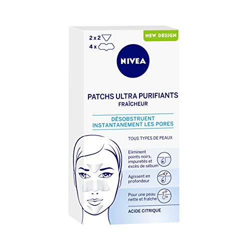 NIVEA Patchs Ultra Purifiants Fraîcheur (1 x 6 patchs), Patchs enrichis en Acide Citrique anti points noirs & impuretés, Patchs Nettoyants pour tous types de peaux