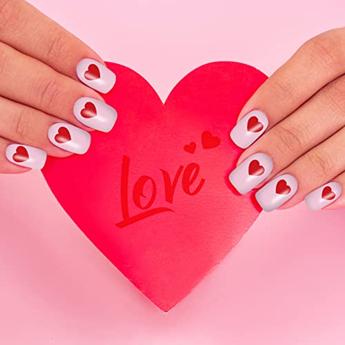 12 Sheets Valentine's Day Nail Wraps Full Stickers Nail Polish Strips, Diy Self-Adhesive Nail Art Decals Heart Kiss Love Pattern Valentine Party Decor With 2 Piece Nail Files (168 Pieces) #TOP1