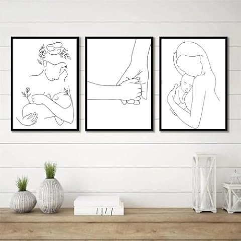 PUYIQARE Line Drawing Couple Hand Hug Abstract Posters Wall Art Canvas Print Black White Simple Painting Decorative Pictures for Bedroom Unframed (Line Art Prints-B, 12x16Inch Unframed) Cover