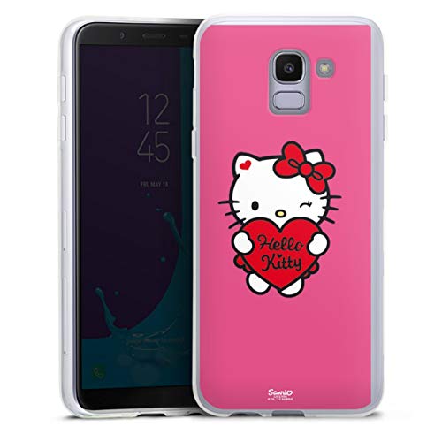 Custodia di Silicone Compatibile con Samsung Galaxy J6 Duos 2018 Trasparente Cover per Smartphone Hello Kitty Merchandise Cuore