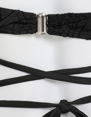 Meowcos Women's Bikini Sets Gothic Bathing Suit Flocked Spider Web Two Piece Swimsuit4