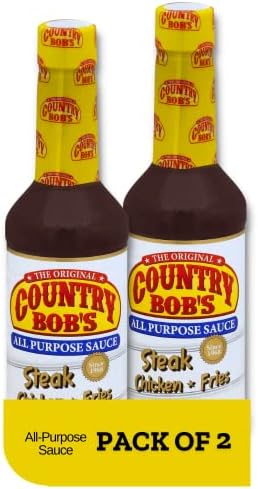 Country Bob's All Purpose Sauce - All Natural Condiment Sauce for Dipping, Marinating, BBQ Sauce, Steak Sauce - All Purpose Seasoning for Beef, Pork, Chicken, Fish, and Stir Fry Vegetables -13oz (Pack of 2)