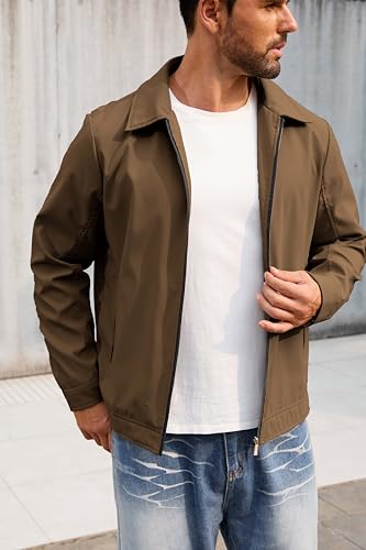 Image of QTE Lightweight Jackets for Men Casual Windbreaker Stylish Light Fall Spring Golf Work Dress Business Coat