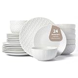 Picture of 24 Piece Dinnerware Sets for 8, Premium Stoneware Plates and Bowls Sets, Microwave & Dishwasher Safe, Elegant Dishes for Entertaining & Special Occasions – A Stunning Gift for Large Families