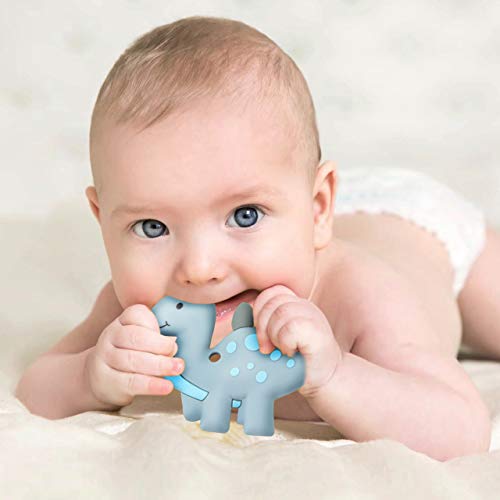 Pandaear Baby Dinosaur Training Massaging Toy Teether | Soothes Gums Promotes Healthy Oral Development | Food Grade Soft Safe Bpa-Free Silicone Natural Organic | Babies Toddlers Infants #TOP5