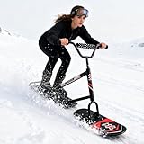 Dual-Ski-Schneeroller für Erwachsene mit 360° Drehskiern | All-Terrain-Schlitten mit Aluminiumrahmen & 5-lagigem Ahorn-Deck | Geeignet für Backcountry, Schneeparks & präparierte Pisten Black