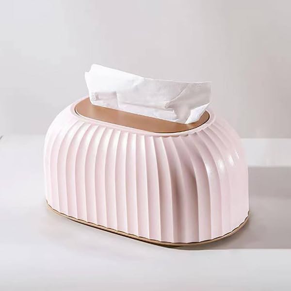 JAMBUVANTI Streak Tissue Box Holder with Automatic Spring/Desktop Facial Paper Towel Dispenser for Office, Home, Restaurants, cafes, Hotels & Hospitals (Lavender)