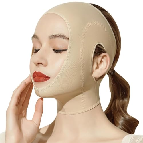 AVRUYPI 2 PiezasReductor De Papada, Papada Reductor Mujer, V Line Lifting Mask, Estiramiento Facial Correa Facial Reutilizable