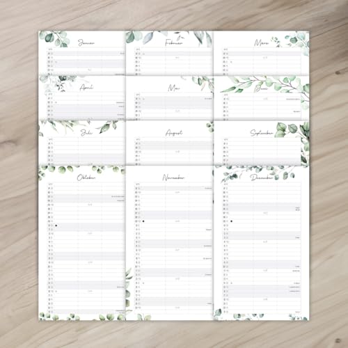 Familienkalender I ODER Kalender für Zwei 2026 I 3 Spalten I 20 x 32 cm I Eukalyptus, Blumen I Partnerkalender 2026 als Monatskalender I Familienplaner I Paarplaner zum Aufhängen