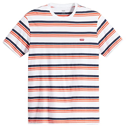Image of Levi's Original Short-Sleeved Housemark T-Shirt, Men's T-Shirt in Original Levi's Quality, Regular Fit with Crew Neck, Andres Stripe Bright White, XS