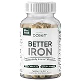 Organics Ocean Better Iron Supplement with Vitamin C - Plant-Based Fermented Pea Formula - Supports Iron Absorption, Energy & Vitality - Gentle on the Stomach, Vegan, Non-GMO - 1 Pack