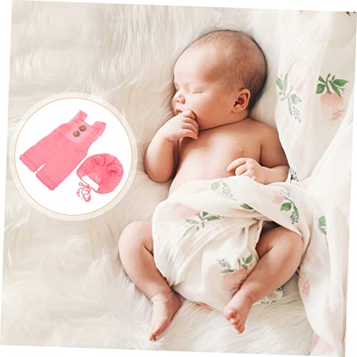 Toddmomy 1 Conjunto De Gorro De Malha De Fio Rosa Gorro De Malha De Bebê Fralda Calças De Crochê Sus