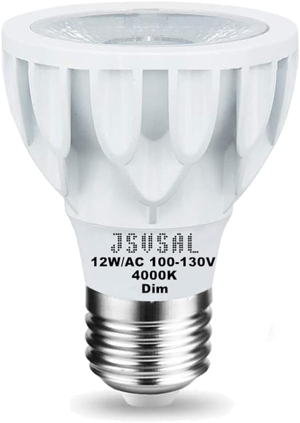 1- Pack,Dimmable PAR20 LED Spotlight Bulb,12W AC 100~130V E26 Medium Base PAR20 Narrow Beam Floodlight Beam Angle 24 Degree 100W Halogen Bulb Equivalent for Track Light (Natural White-4000K)