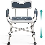 PELEGON Shower Chair for Elderly and Disabled (450lb) with Padded Armrests and Back, Adjustable Height Shower Seat, Heavy Duty Shower Chairs for Inside Shower, Handicap - Blue