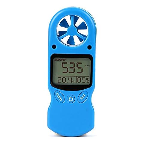 Douup Pocket Digital LCD Anemometer, Weathervane Thermometer, Anemometer with Backlight LCD Wind Speed/Airflow Thermometer,Blue Cover