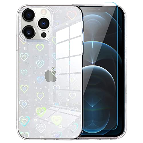 Coque iPhone XR motif mignon cœur glitter arc-en-ciel, cadeau idéal pour filles et femmes
