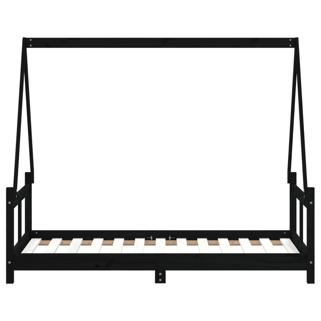 Kinderbett aus Massivholz Kiefer – Hausform Bett mit Lattenrost – 70x140 / 80x160 / 80x200 / 90x190 / 90x200 cm – Farben: Natur/Schwarz/Weiß – Kinderbett für Kinder ab 4 Jahren