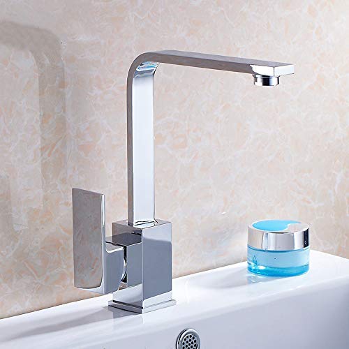 Robinet mélangeur pivotant 360 en laiton et quartz pour eau chaude et froide