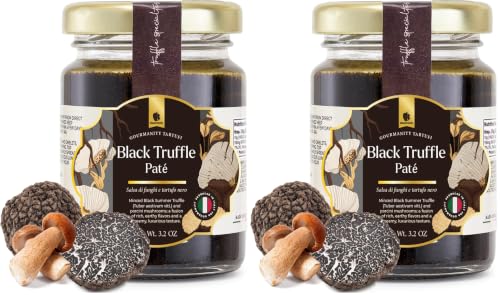 Gourmanity Black Truffle Pate, Rich & Savory Truffle Sauce for Restaurant-Style Cuisine, Made in Italy, 3.2 oz Jar (Pack of 2)