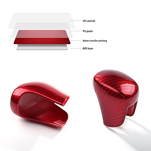 Thenice Gear Shift Knob Cover Automatic Transmission CVT Boots Change Lever Stick Decoration Compatible with Honda Civic 2022-2026, CRV/HR-V 2023-2026, Accord 2018-2026 -Red Carbon Fiber by Thenice - Image 2
