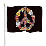 Yekiua Peace Flower Symbol Flag 3X5 Outdoor Paper Doves Double Sided Flags All Weather Long Lasting