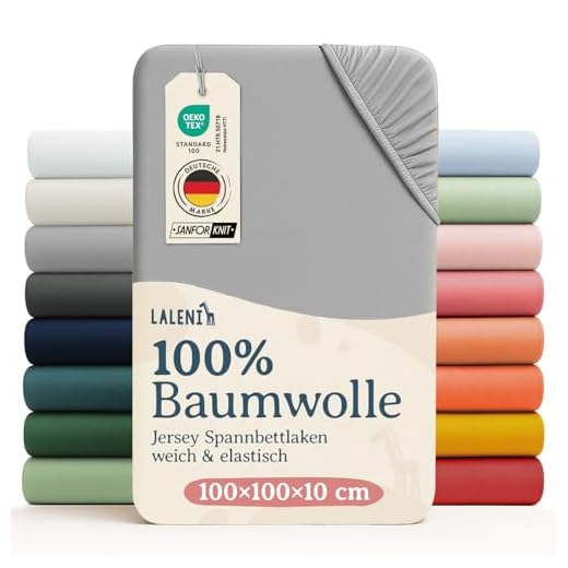 Laleni Basic 2er-Set Spannbettlaken für Laufgittermatratze, Babybett Laufstall - Atmungsaktives Spannbetttuch, 100% Baumwolle (135 g/m²), 100x100 cm, Moonlight Grey