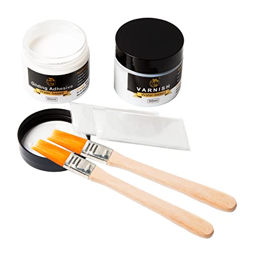Gilding Adhesive, 100Ml Epoxy Resin Gold Leaf Adhesive For Professional Craft Use, Water Based Varnish For Protect The Surface Of Gold Foil From Oxidating (Brush + Gloves As Gifts) #TOP2