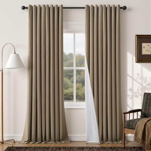 Full Blackout Camel Brown Grommet 52x102 Inch Curtains Extra Long 2 Panels
