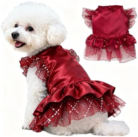 Satin Dog Dress Pet Princess Dresses for Small Dogs Girl