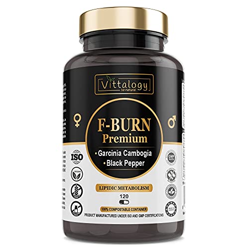 Vittalogy F-Burn Premium. Quemagrasas Potente Con Garcinia Cambogia, Té Verde Y Guaraná. Fat...