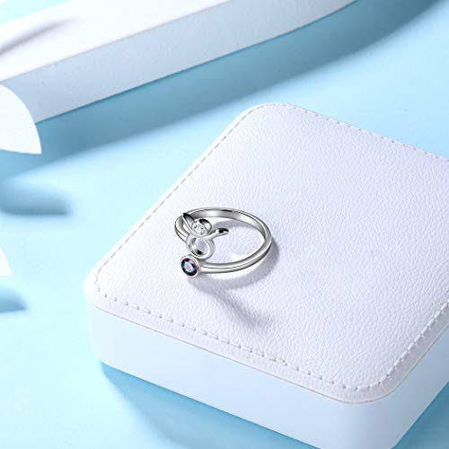 Taurus Zodiac Sign Adjustable Ring Mystic Rainbow Stacking Ring For Women Girls White Gold Over 925 Sterling Silver Constellation Birth Month Ring Jewelry For Birthday Mothers Day Gift For Mom Fr036J #TOP2
