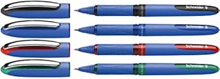 Schneider C Products One Hybrid 03 Rollerball Pen Hybrid conical tip, Assorted Colours, Pack of 4 Case, Blue,Green,Red,Black, 0.3 mm